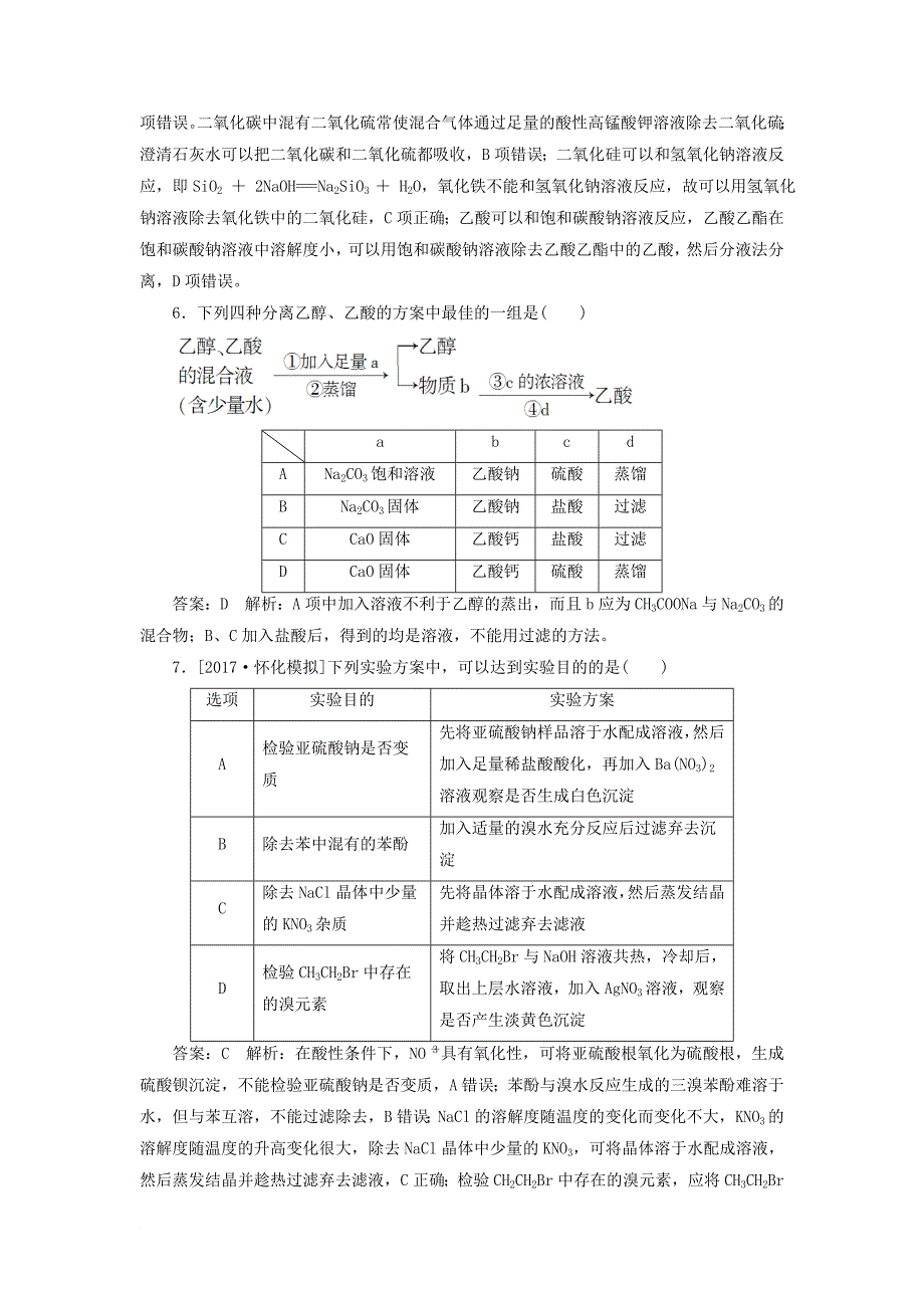 高考化学一轮复习 课时作业32 专题十 10_32 从实验学化学 苏教版_第3页