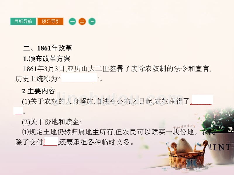 高中历史 第七单元 1861年俄国农奴制改革 7_2 农奴制改革的主要内容课件 新人教版选修1_第4页