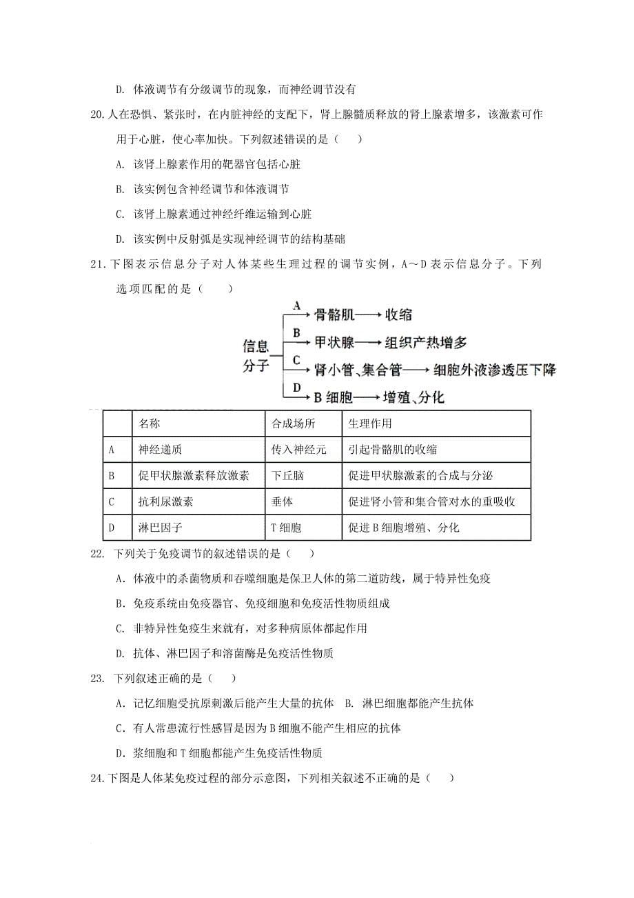 山东省平阴县2017_2018学年高二生物10月月考试题_第5页