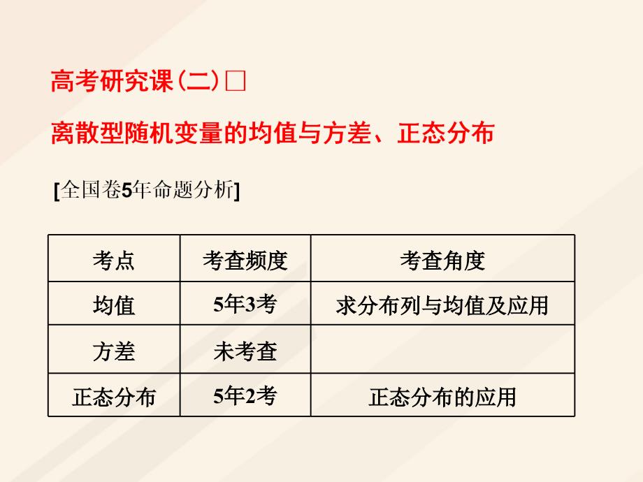 高考数学总复习 高考研究课（二）离散型随机变量的均值与方差、正态分布课件 理_第1页