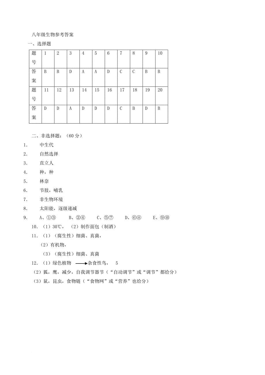 八年级生物下学期期中联考试题_第5页