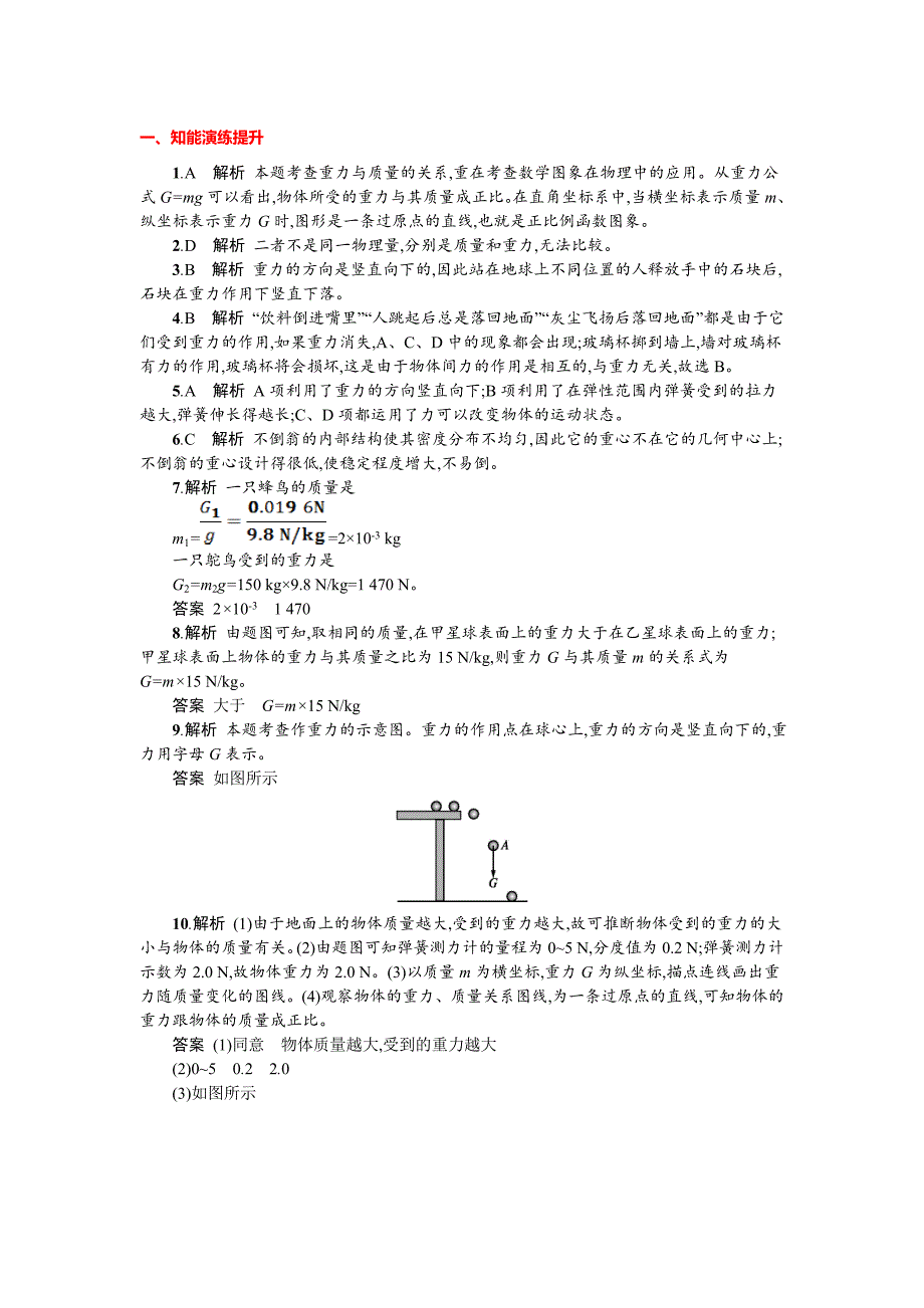 2017-2018学年八年级物理下册人教版（习题）7.3重力_第4页