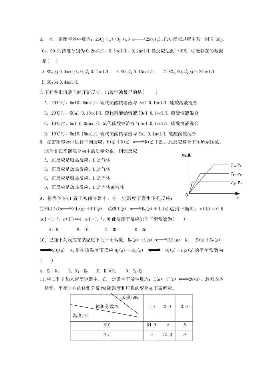 高中化学 第二章 化学反应速率和化学平衡复习测试题 新人教版选修4_第2页