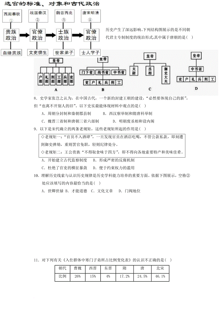 甘肃省嘉峪关市2017_2018学年高一历史上学期期中试题_第2页