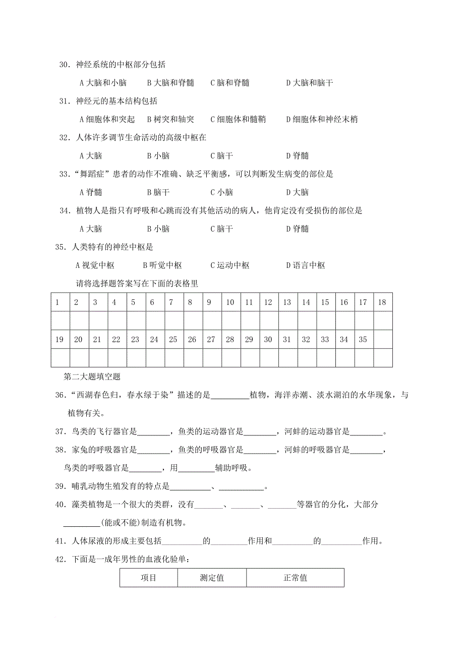 江苏省兴化市顾庄学区三校2016_2017学年七年级生物下学期期末考试试题_第4页