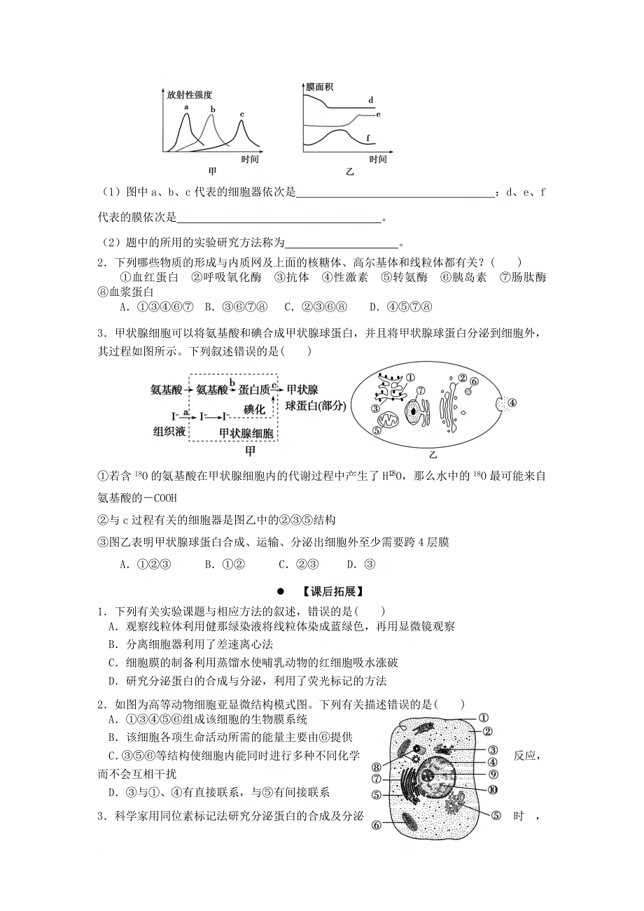 广东省惠阳区高中生物第三章细胞的基本结构3_2细胞器2学案新人教版必修1_第3页