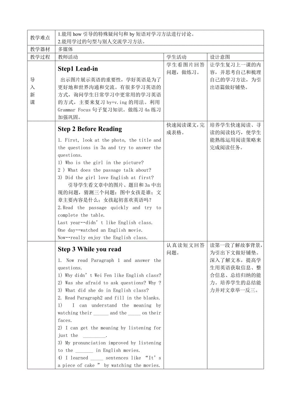 2017-2018学年鲁教版（五四学制）八年级英语下册教案：unit4 how can we become good learners？备课（2）_第2页