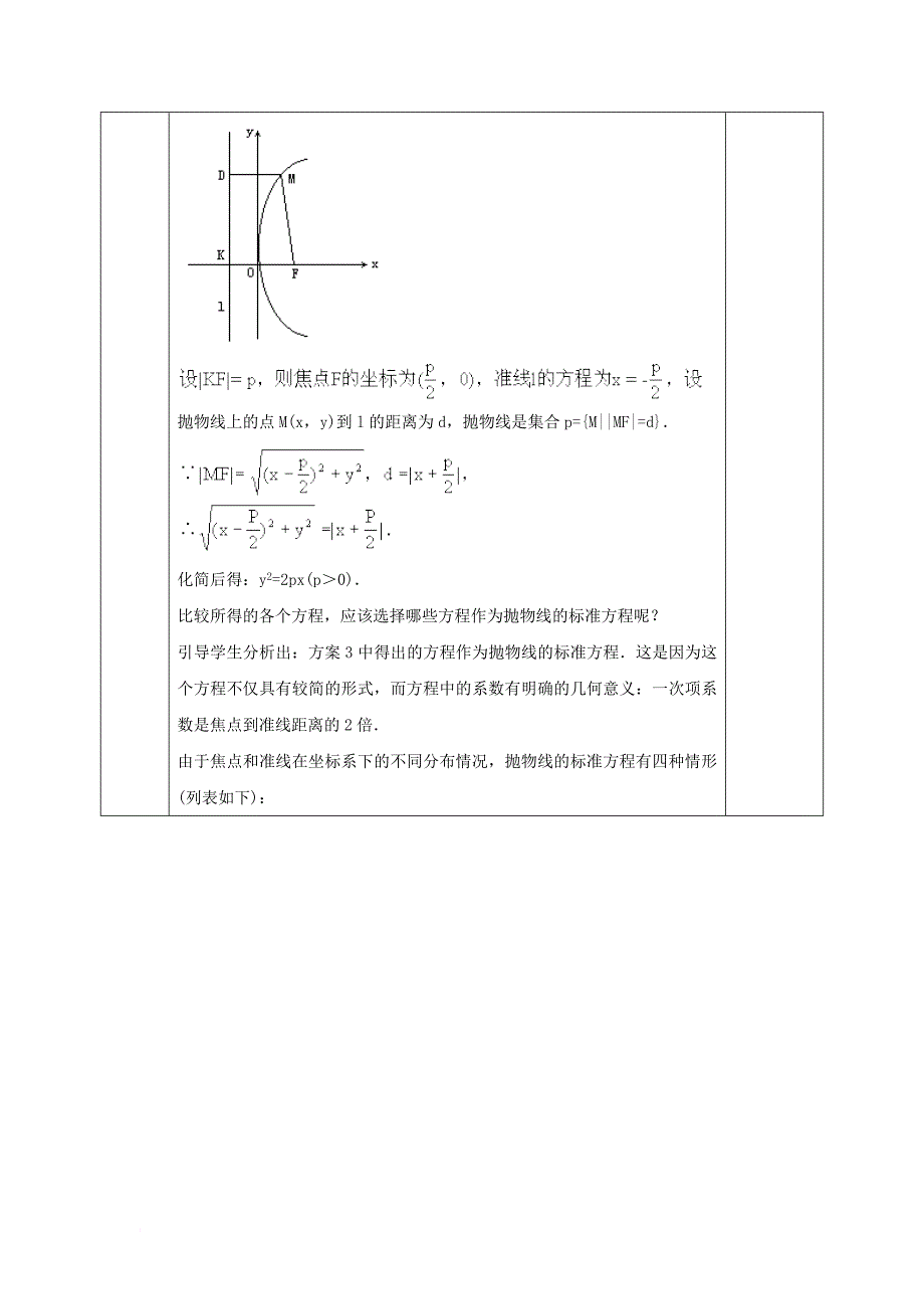 安徽省长丰县高中数学第二章圆锥曲线与方程2_4_1抛物线及其标准方程教案新人教a版选修1_1_第4页