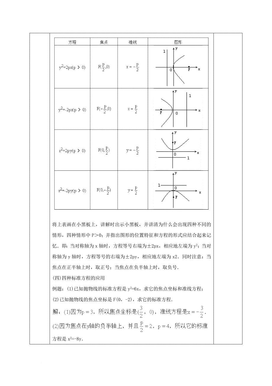 安徽省长丰县高中数学第二章圆锥曲线与方程2_4_1抛物线及其标准方程教案新人教a版选修1_1_第5页