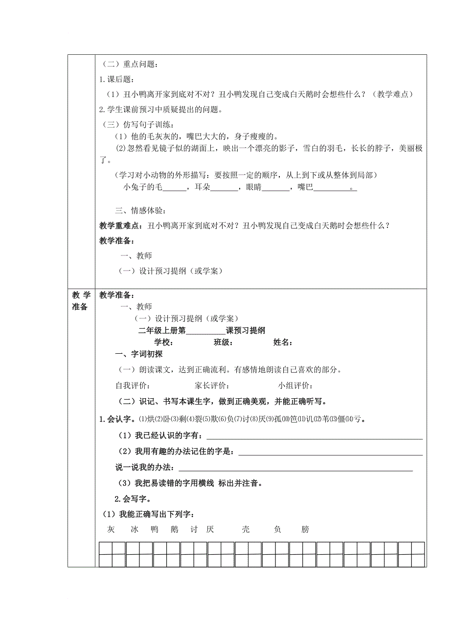 二年级语文上册 第9单元 丑小鸭（二）教案 长春版_第2页