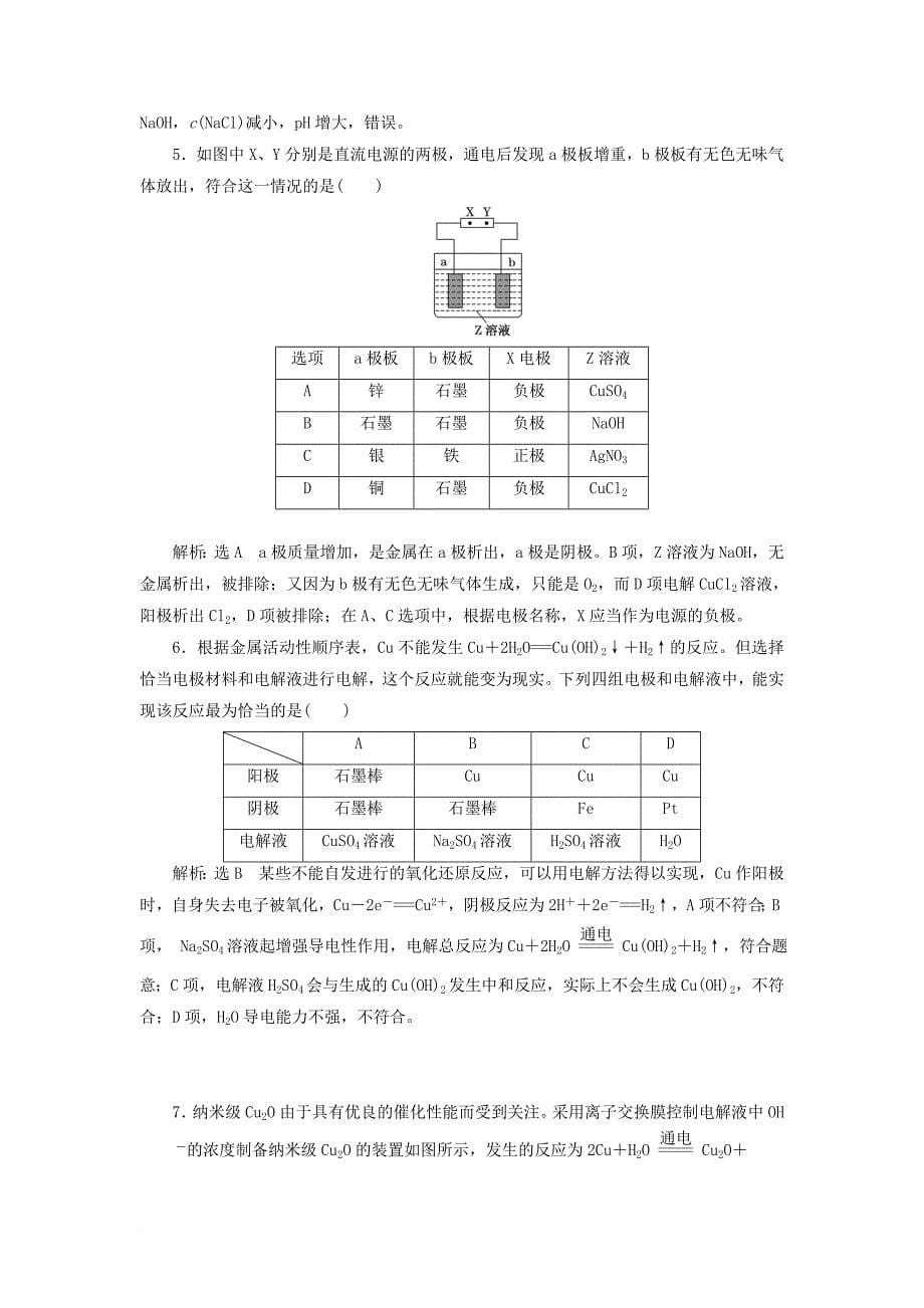 高中化学 课时跟踪检测（六）电解池的工作原理 苏教版选修_第5页