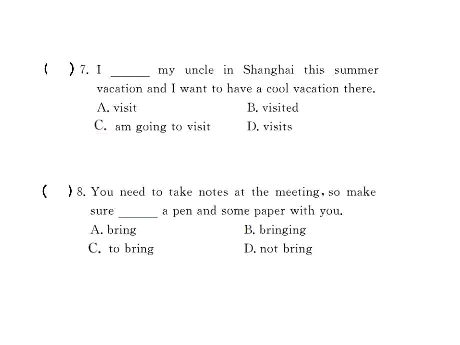 2017-2018学年八年级英语上册人教版（河北专用）习题课件：unit 6 self check_第4页