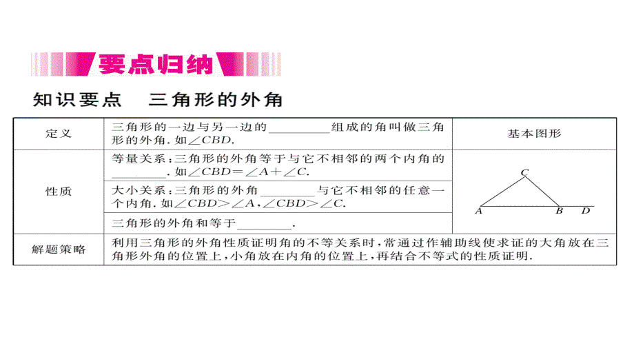 2017-2018学年八年级数学上册人教版（通用）作业课件：11.2.2 三角形的外角_第2页