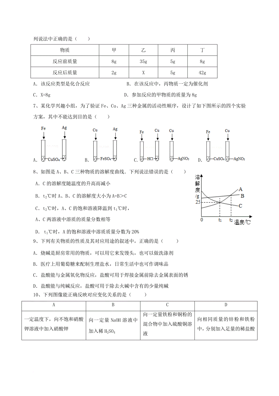 广东省深圳市坪山新区2017届九年级物理化学下学期第二次调研试题_第2页