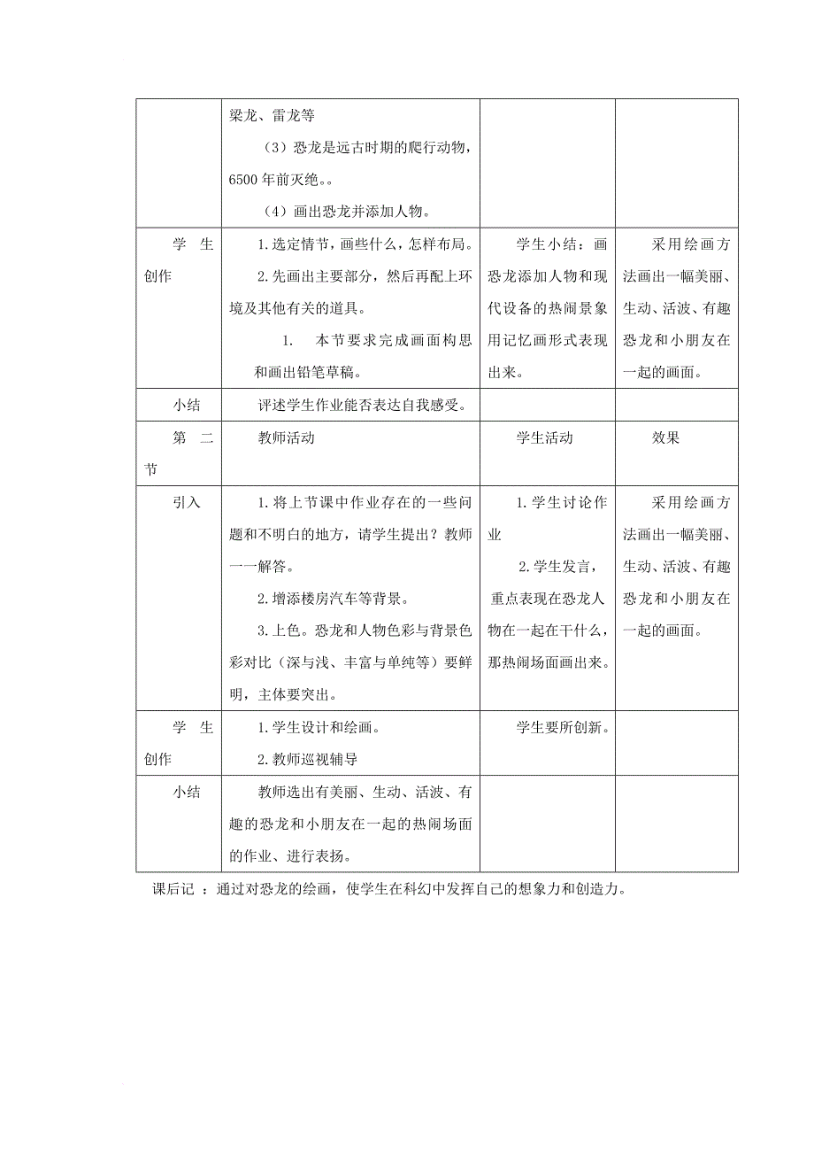 二年级美术上册 第4课 恐龙回来了教案 岭南版_第2页