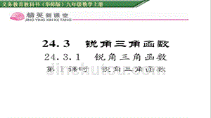 2017年秋九年级数学上册（华师大版）精英课件：24.3.1  锐角三角函数  第1课