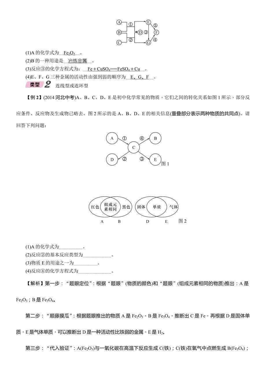 2018届中考化学复习（河北）复习练习：第2编  专题7 框图推断题_第5页