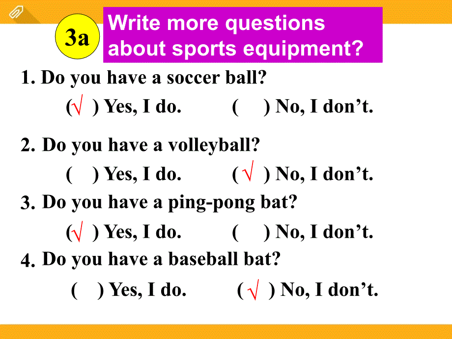 2017春人教新目标版七年级上册课件：unit5 do you have a soccer ball section b 2_第3页