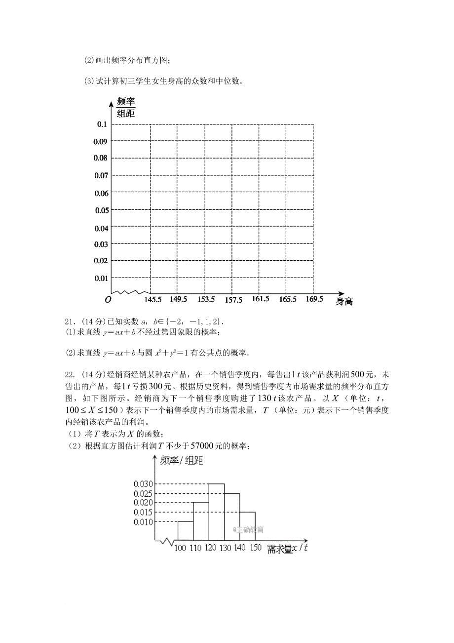 陕西省榆林市2017_2018学年高二数学9月月考试题无答案_第5页