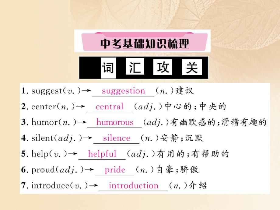 贵阳专版2018年中考英语总复习第一部分教材知识梳理篇九全units3_4基础知识梳理精讲课件_第2页