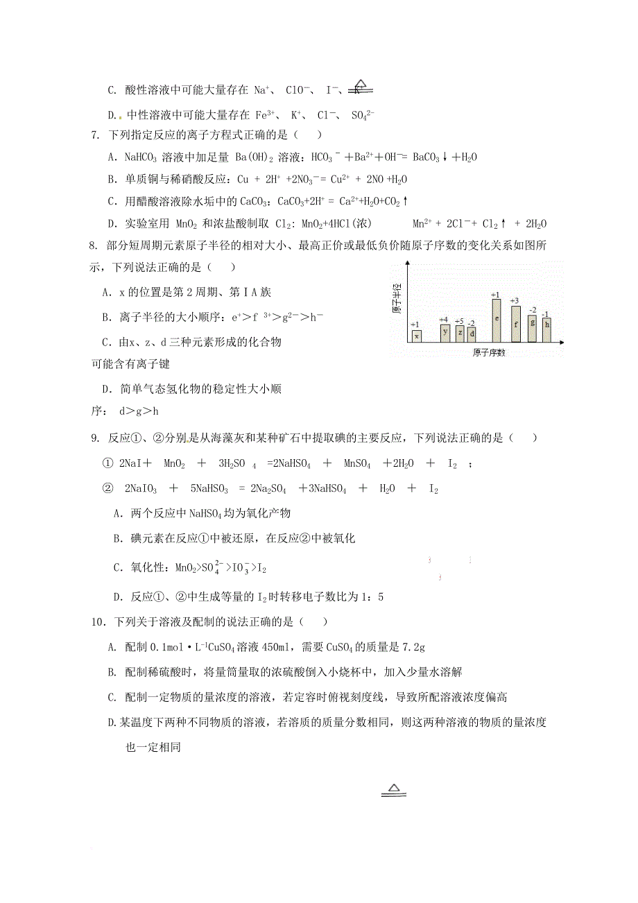 山东省济南市2018届高三化学上学期期中试题_第2页