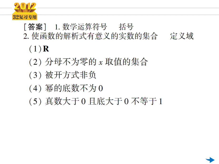 2012三年高考两年模拟+高三第一轮复习+第03讲+函数解析式与定义域_第4页