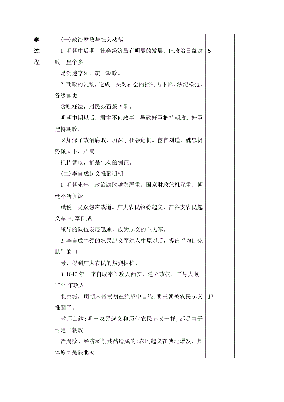 2017-2018学年（人教版）七年级历史下册教案：第17课 明朝的灭亡_第2页