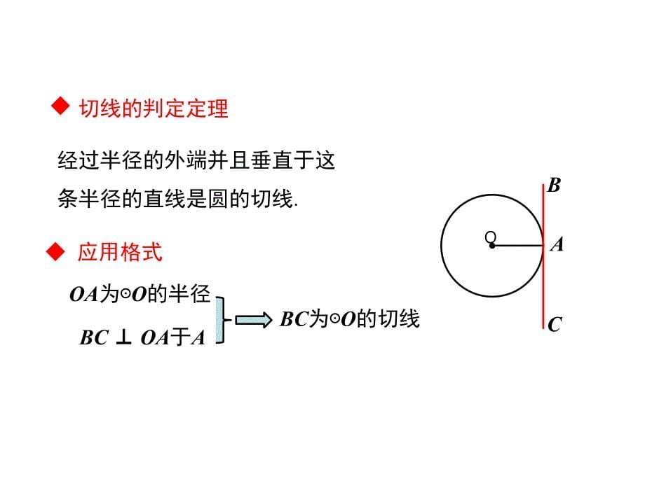 2017年秋九年级数学上册教学课件（人教版）：24.2.2 第2课时切线的性质与判定_第5页