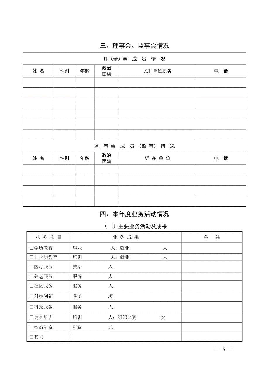 民办非企业单位年度检查报告书(2015年度)(1)_第5页