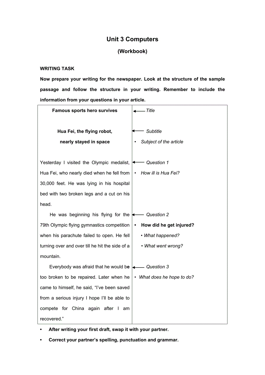 教材文本  unit 3 writing task (workbook)_第1页