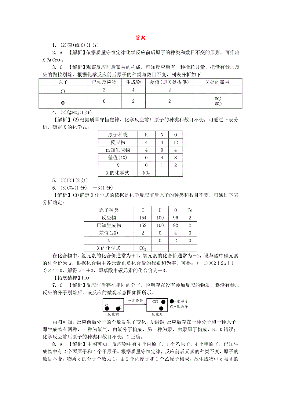 江西省2017中考化学研究复习第一部分考点研究第五单元化学方程式检测_第4页