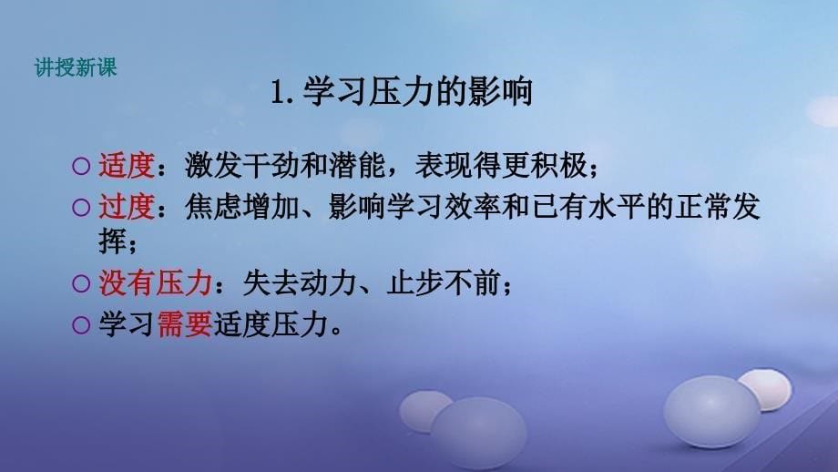 九年级政治全册 第四单元 满怀希望 迎接明天 第十课 选择希望人生 第2框 理智面对学习压力课件 新人教版_第5页