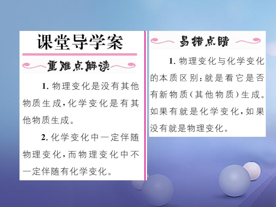 九年级化学上册 第1单元 走进化学世界 课题1 物质的变化和性质 第1课时 化学变化和物理变化作业课件 （新版）新人教版_第2页