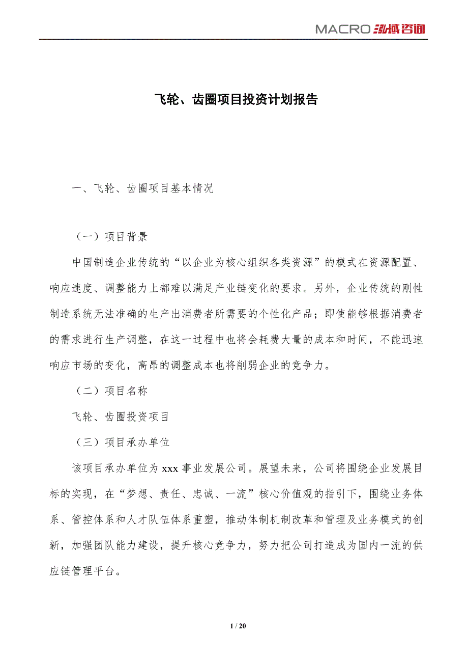 飞轮、齿圈项目投资计划报告_第1页