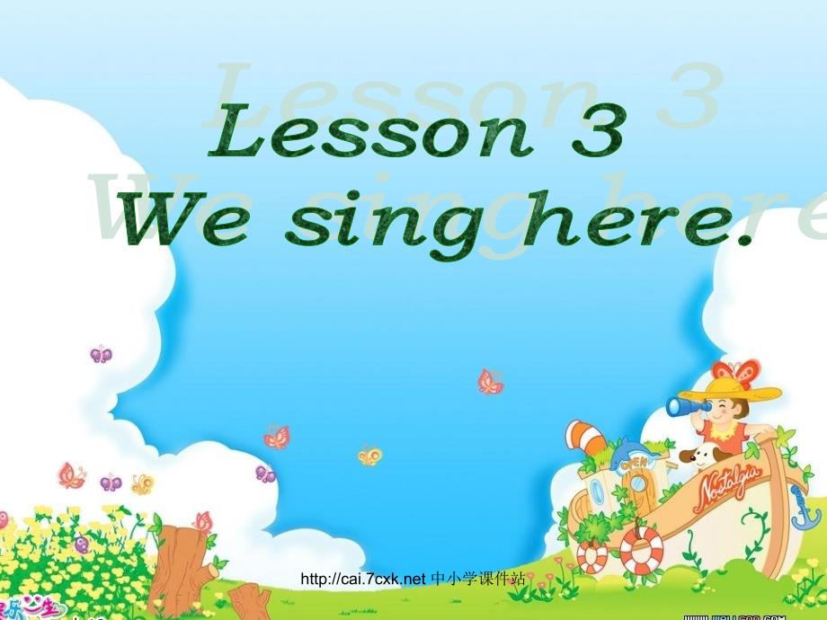 四年级英语上册 unit 1 lesson 3 we sing here课件 鲁科版_第1页