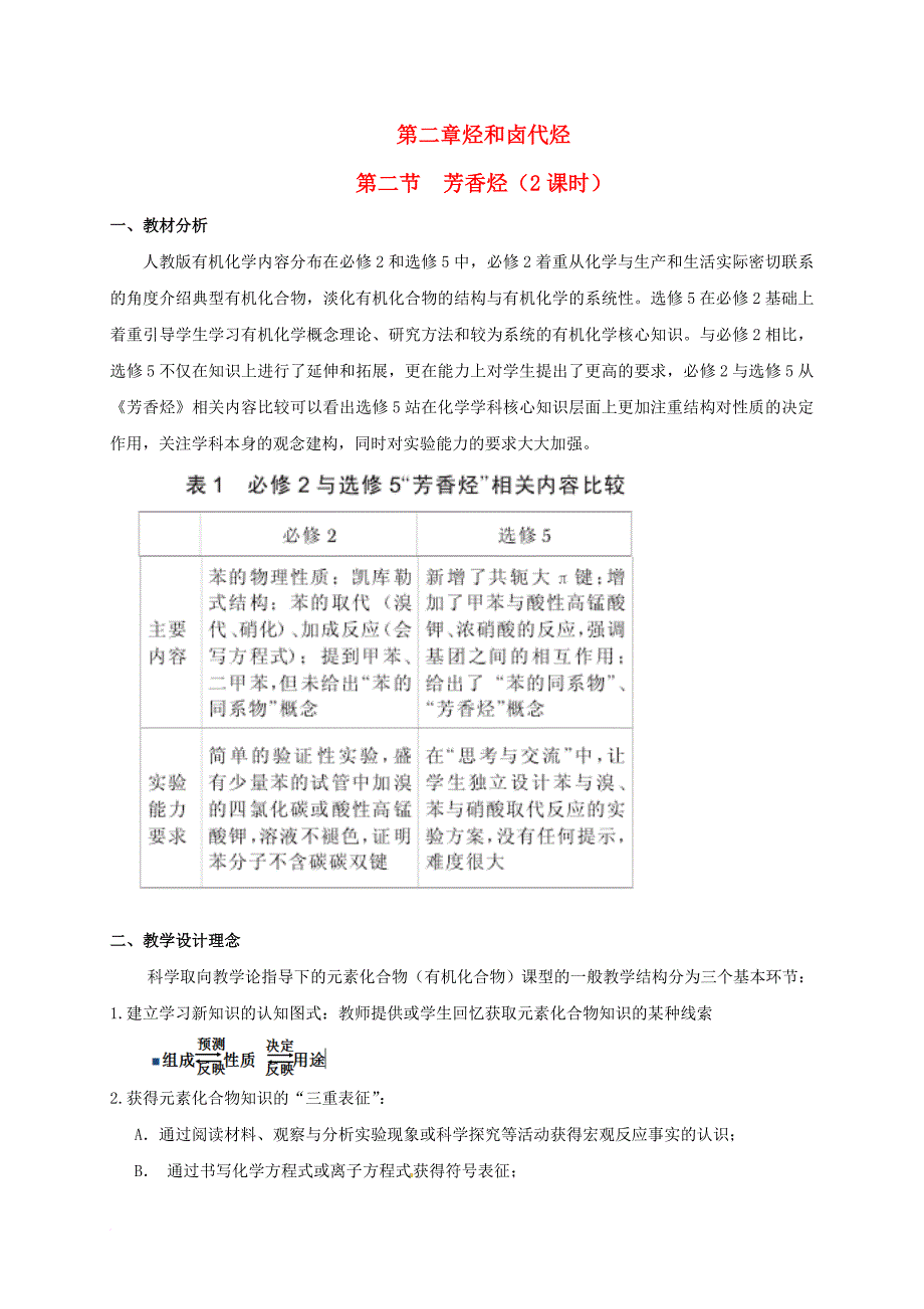 高中化学 第二章 烃和卤代烃 第二节 芳香烃芳香烃教学设计 新人教版选修5_第1页