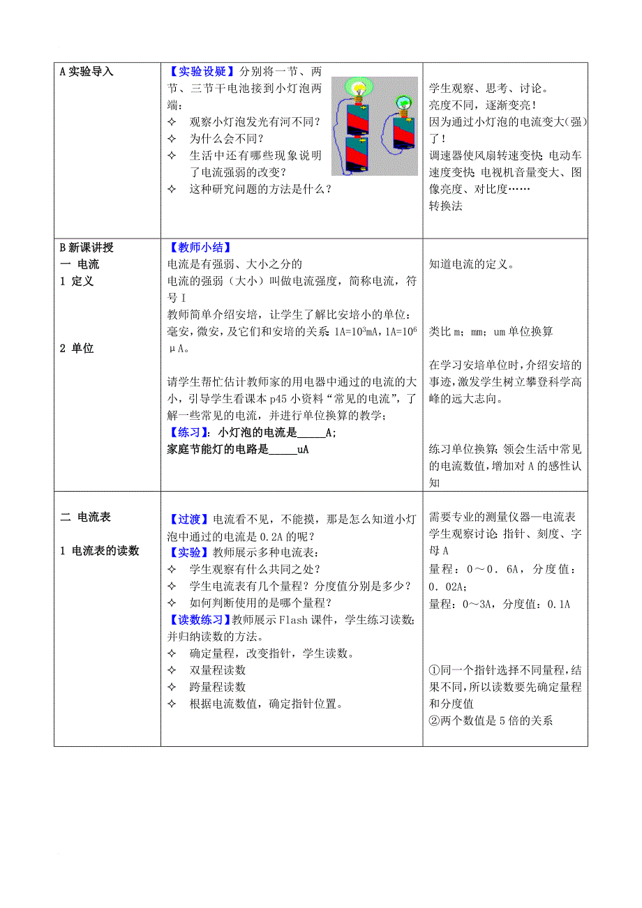 水滴系列九年级物理全册第15章电流和电路第4节电流的测量教案新版新人教版_第2页