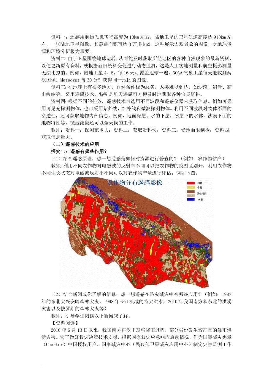 高中地理 第四单元 从人地关系看资源与环境 单元活动遥感技术及其应用教学案 鲁教版必修11_第5页