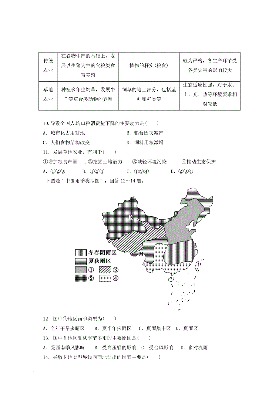 内蒙古包头市青山区2016_2017学年高二地理下学期期中试题文_第3页