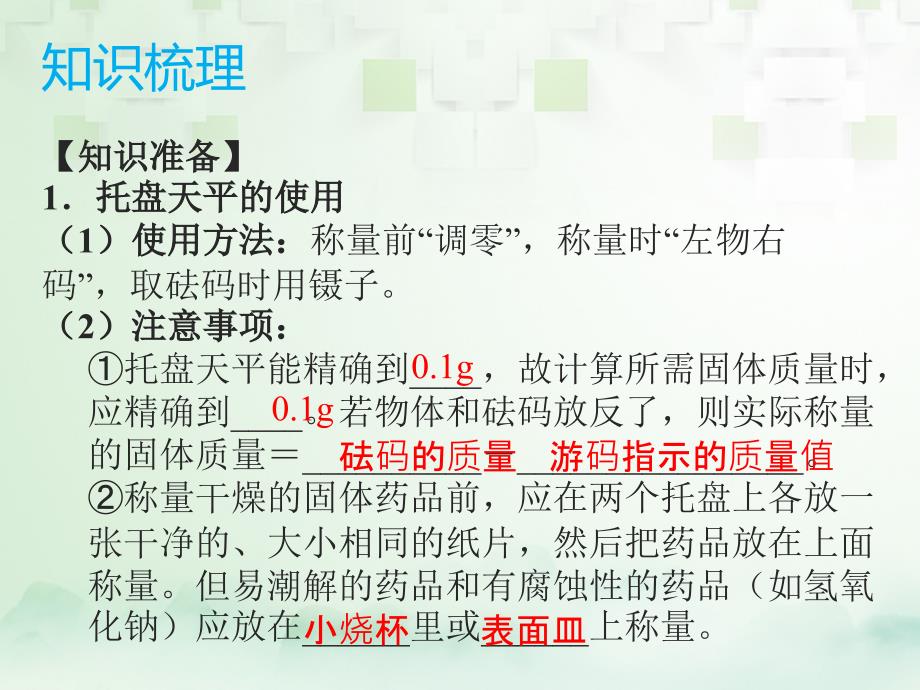 中考化学总复习 模块二 实验与探究 课题4 一定溶质质量分数的氯化钠溶液的配制课件_第3页