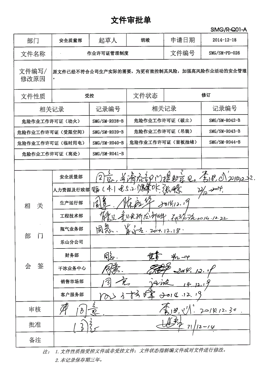 作业许可证管理制度--批准版_第1页