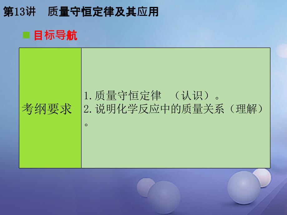 中考化学复习 第一轮 基础过关 瞄准考点 第二部分 物质的化学变化 第13讲 质量守恒定律及其应用课件_第2页