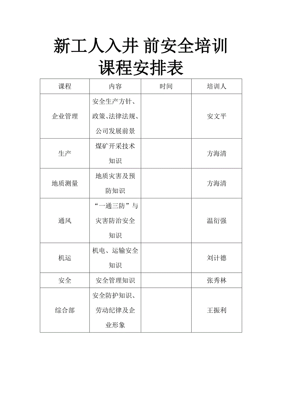 新员工入井前培训计划_第2页