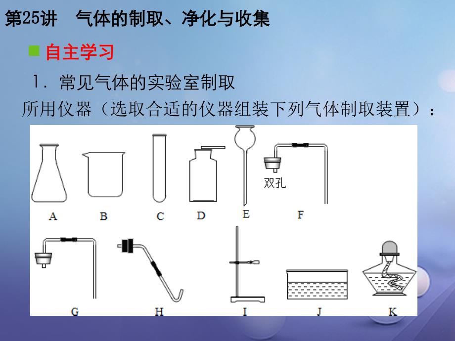 中考化学复习 第二轮 能力提升 专题训练 第一部分 实验部分 第25讲 气体的制取、净化与收集课件_第4页