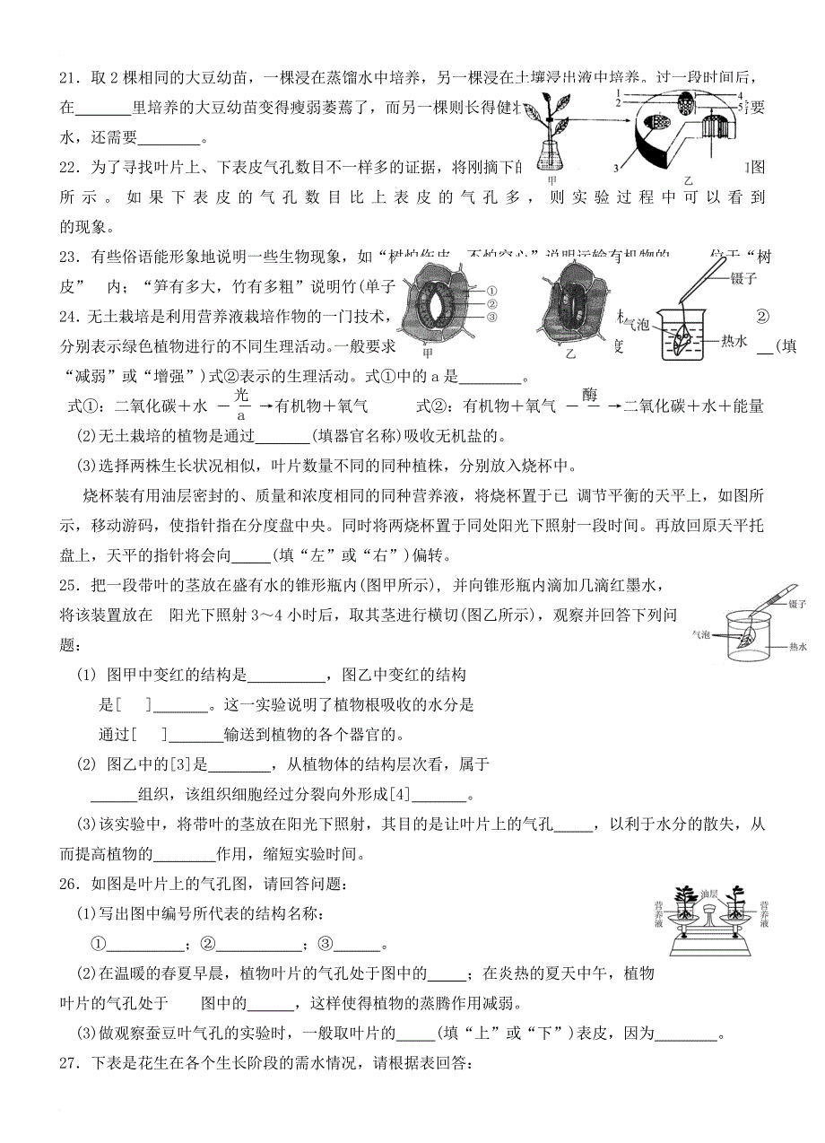 八年级科学下册 4 植物与土壤练习 （新版）浙教版_第4页