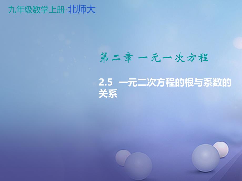 九年级数学上册 2_5 一元二次方程的根与系数的关系教学课件 （新版）北师大版_第1页