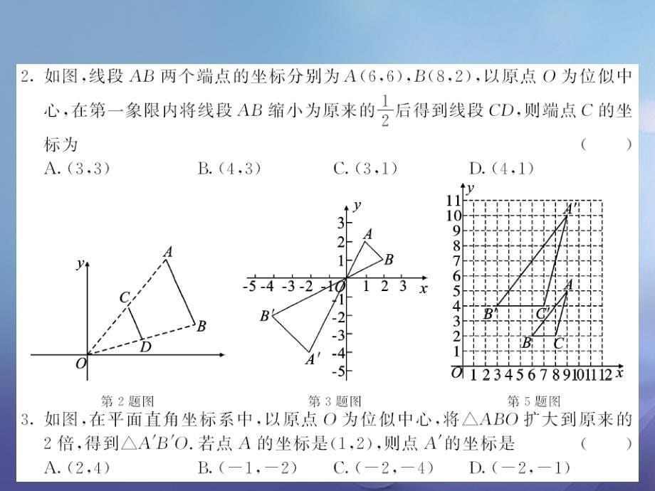 九年级数学上册 4_8 图形的位似 第2课时 平面直角坐标系中的位似习题课件 （新版）北师大版_第5页
