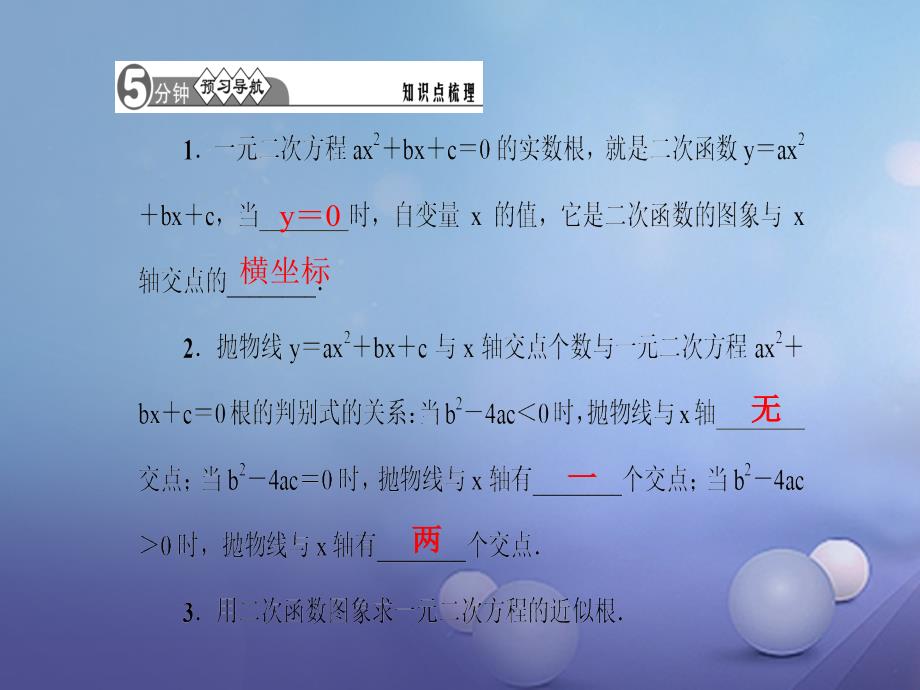 2017年秋九年级数学上册22_2二次函数与一元二次方程习题课件新版新人教版1_第2页