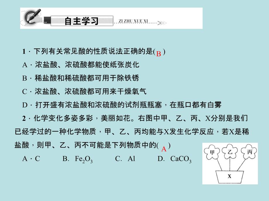 原创新课堂2017年春九年级化学下册第十单元酸和碱考点训练与重难点突破习题课件_第4页