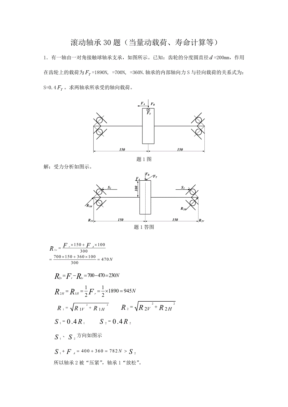 滚动轴承计算题(30题)_第1页